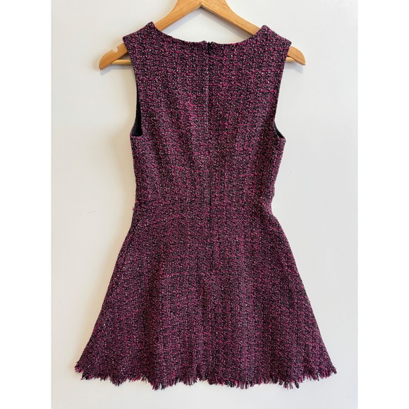 Otto Mode Dress Size 8‎ Pink Black Tweed Sleeveless Fringed Mini - Picture 5 of 7
